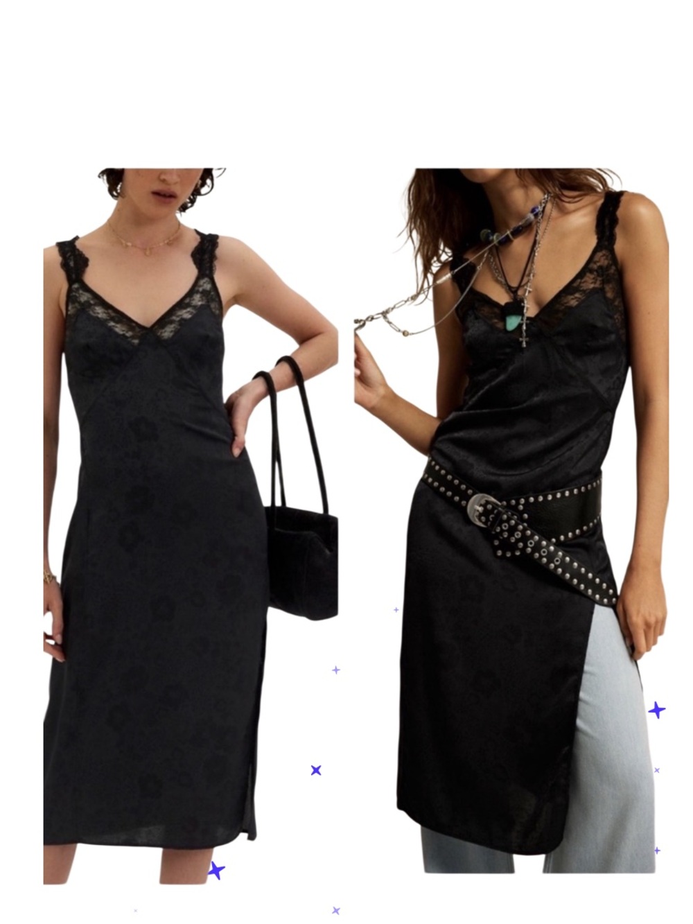 FREE PEOPLE TELL ME WHY MIDI SLIP DRESS BLACK SATIN MEDIUM